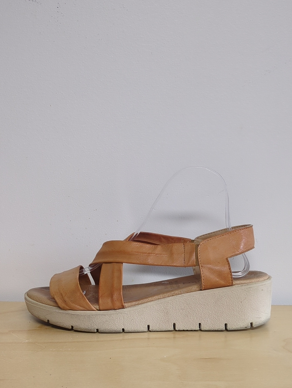 Soruka Made In Spain Tan Leather Wedge Sandal - Comfortable Summer Casual